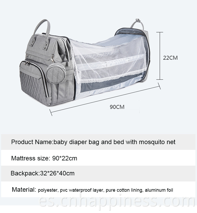 Bolsa de pañales de mochila de pañales unisex de tendencia personalizada con una estación cambiante